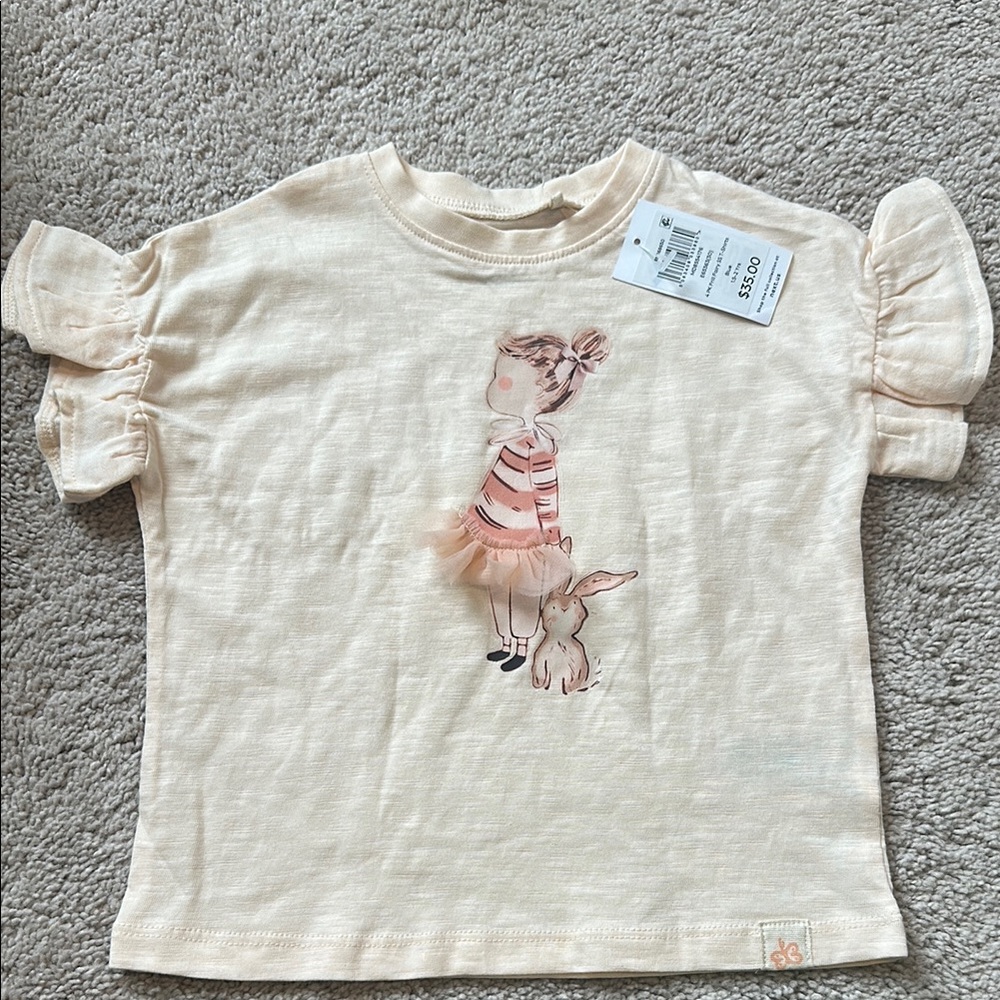 Next Cream Short Sleeve Tee with Bunny Graphic